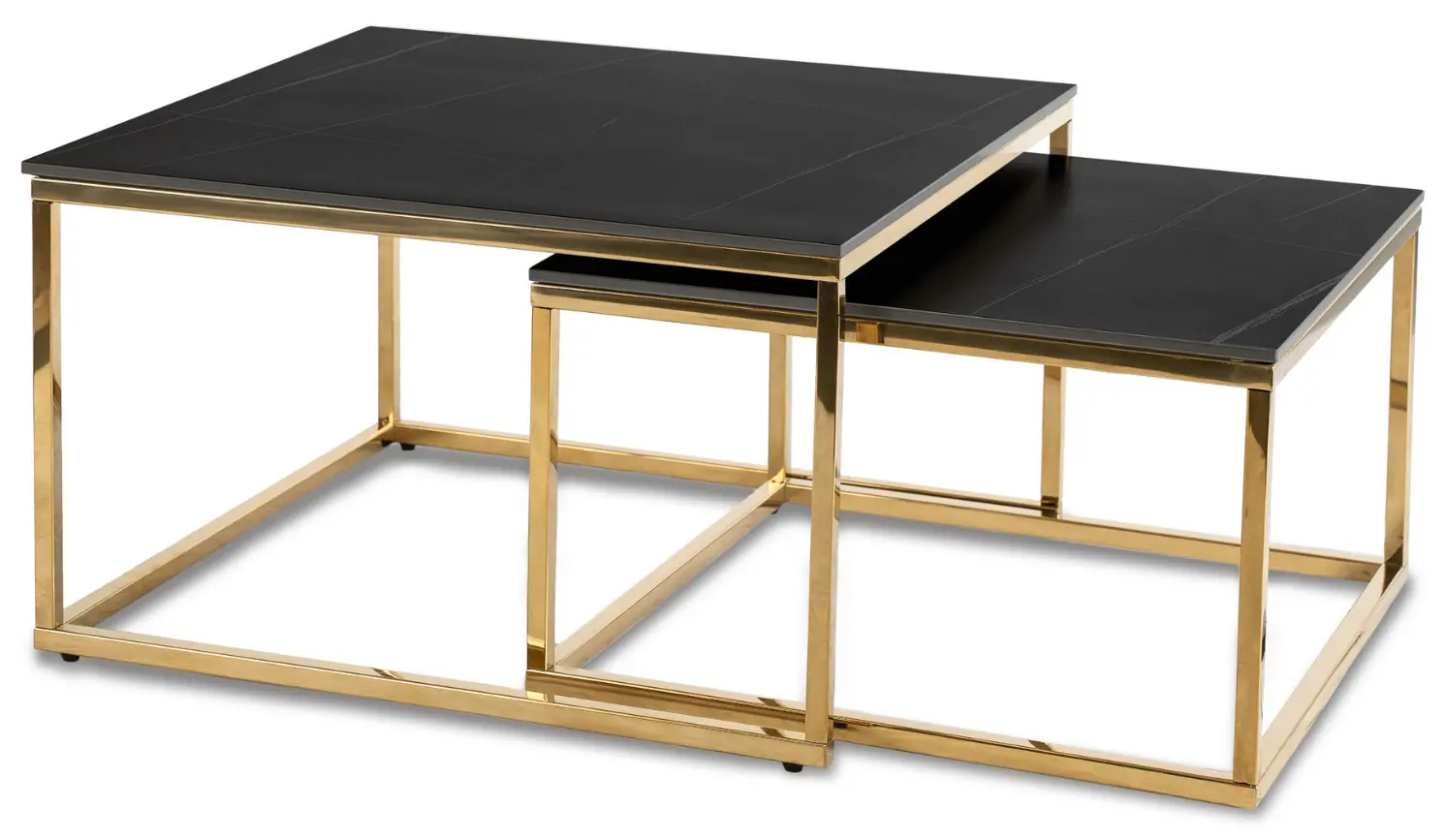 Комплект журнальных столиков Mebel Elite Tenor (Black Marble/Gold)