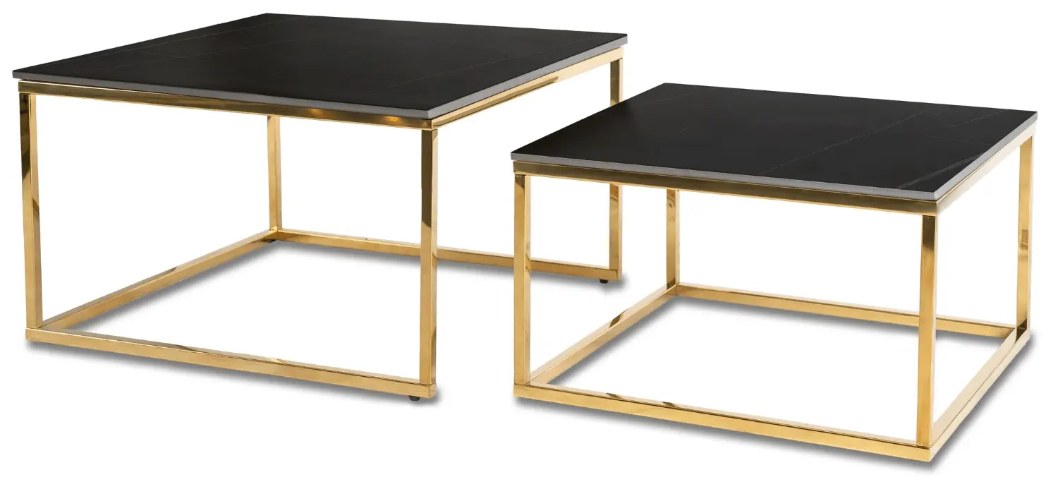 Комплект журнальных столиков Mebel Elite Tenor (Black Marble/Gold)