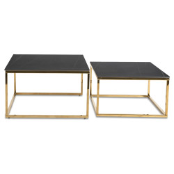 Комплект журнальных столиков Mebel Elite Tenor (Black Marble/Gold) Thumb