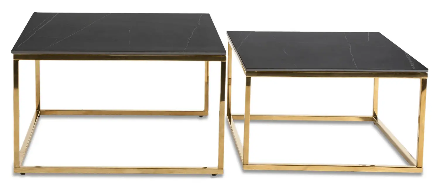 Комплект журнальных столиков Mebel Elite Tenor (Black Marble/Gold)