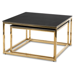 Комплект журнальных столиков Mebel Elite Tenor (Black Marble/Gold) Thumb