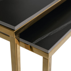 Комплект журнальных столиков Mebel Elite Tenor (Black Marble/Gold) Thumb