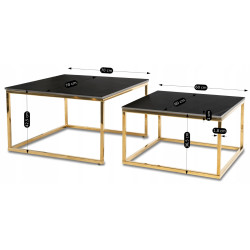 Комплект журнальных столиков Mebel Elite Tenor (Black Marble/Gold) Thumb