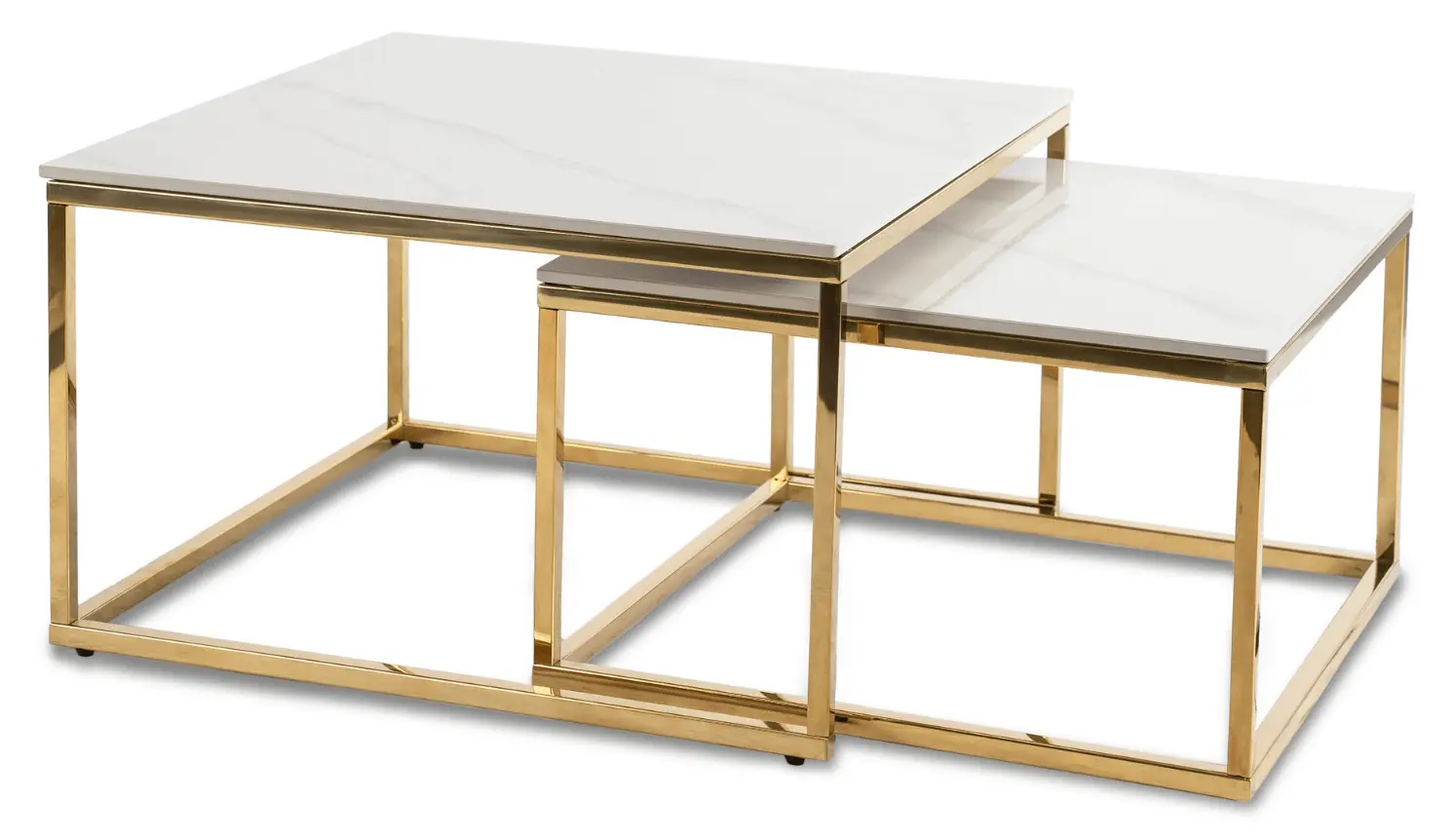 Комплект журнальных столиков Mebel Elite Tenor (White Marble/Gold)