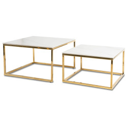 Комплект журнальных столиков Mebel Elite Tenor (White Marble/Gold) Thumb