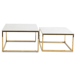 Комплект журнальных столиков Mebel Elite Tenor (White Marble/Gold) Thumb
