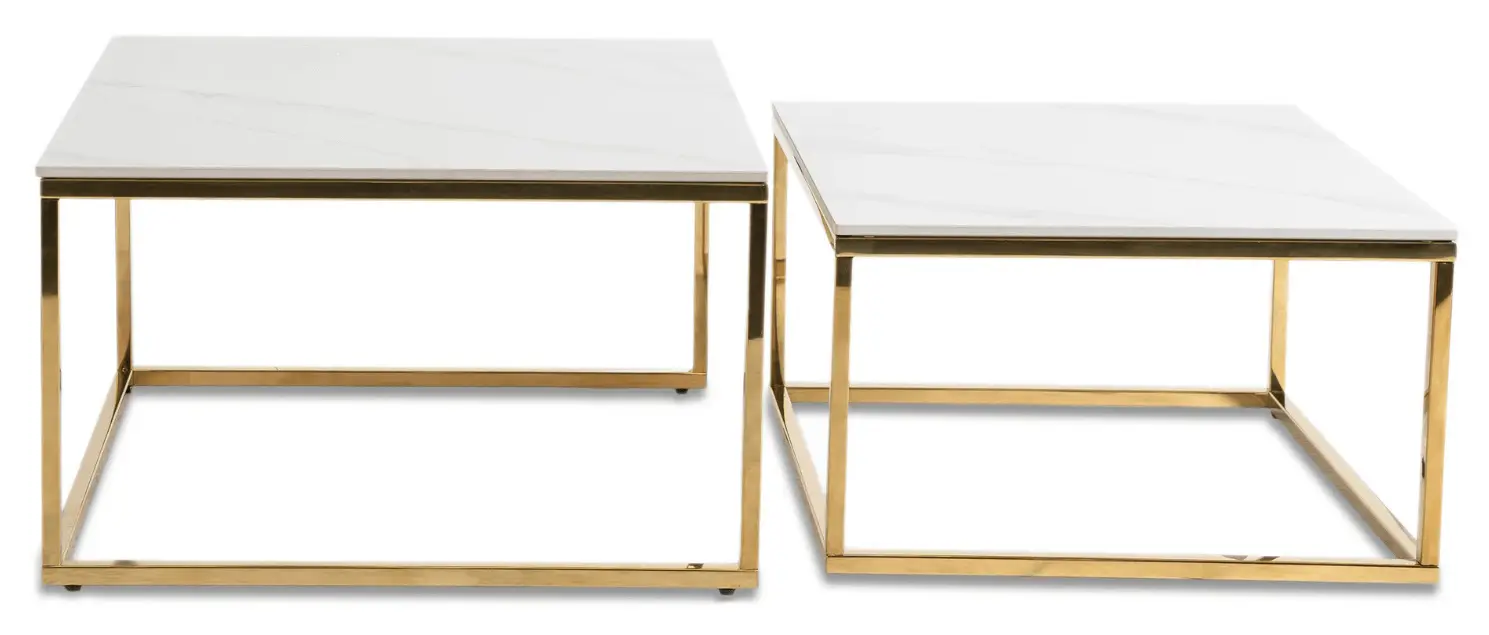 Комплект журнальных столиков Mebel Elite Tenor (White Marble/Gold)