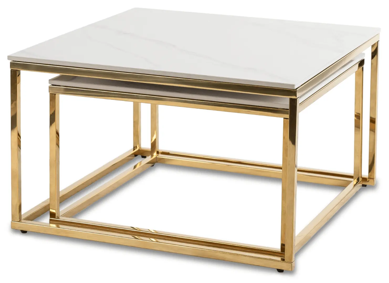 Комплект журнальных столиков Mebel Elite Tenor (White Marble/Gold)