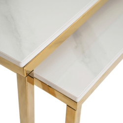 Комплект журнальных столиков Mebel Elite Tenor (White Marble/Gold) Thumb