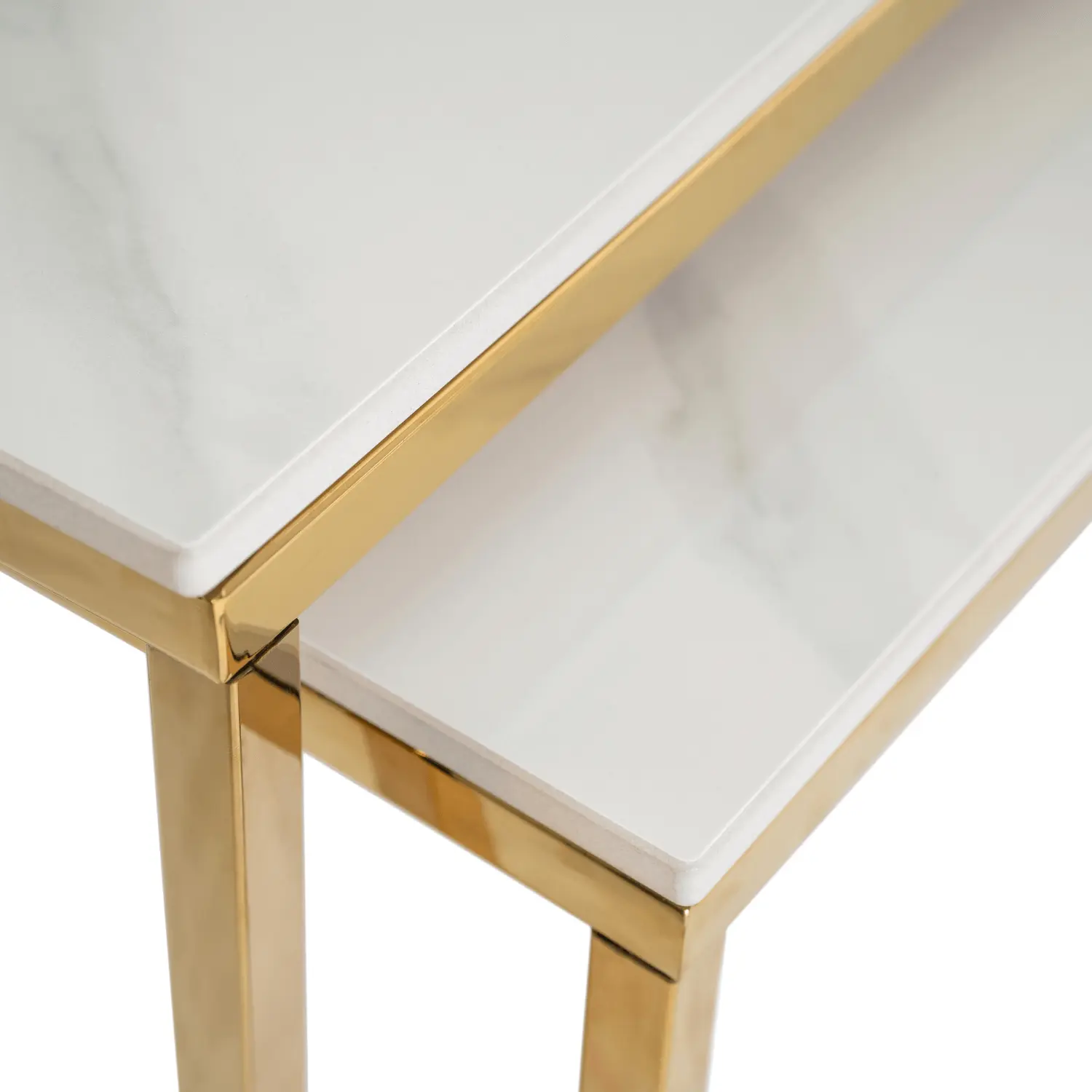 Комплект журнальных столиков Mebel Elite Tenor (White Marble/Gold)