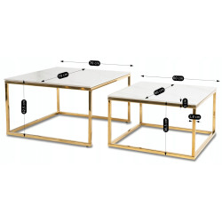 Комплект журнальных столиков Mebel Elite Tenor (White Marble/Gold) Thumb