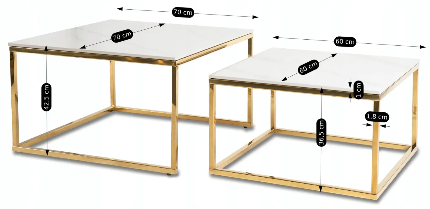 Комплект журнальных столиков Mebel Elite Tenor (White Marble/Gold)