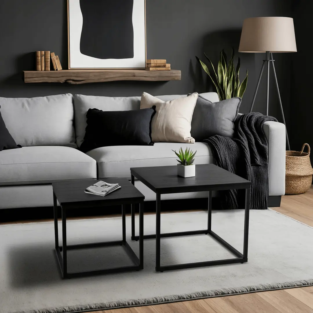 Комплект журнальных столиков Mebel Elite Tevet (Black)