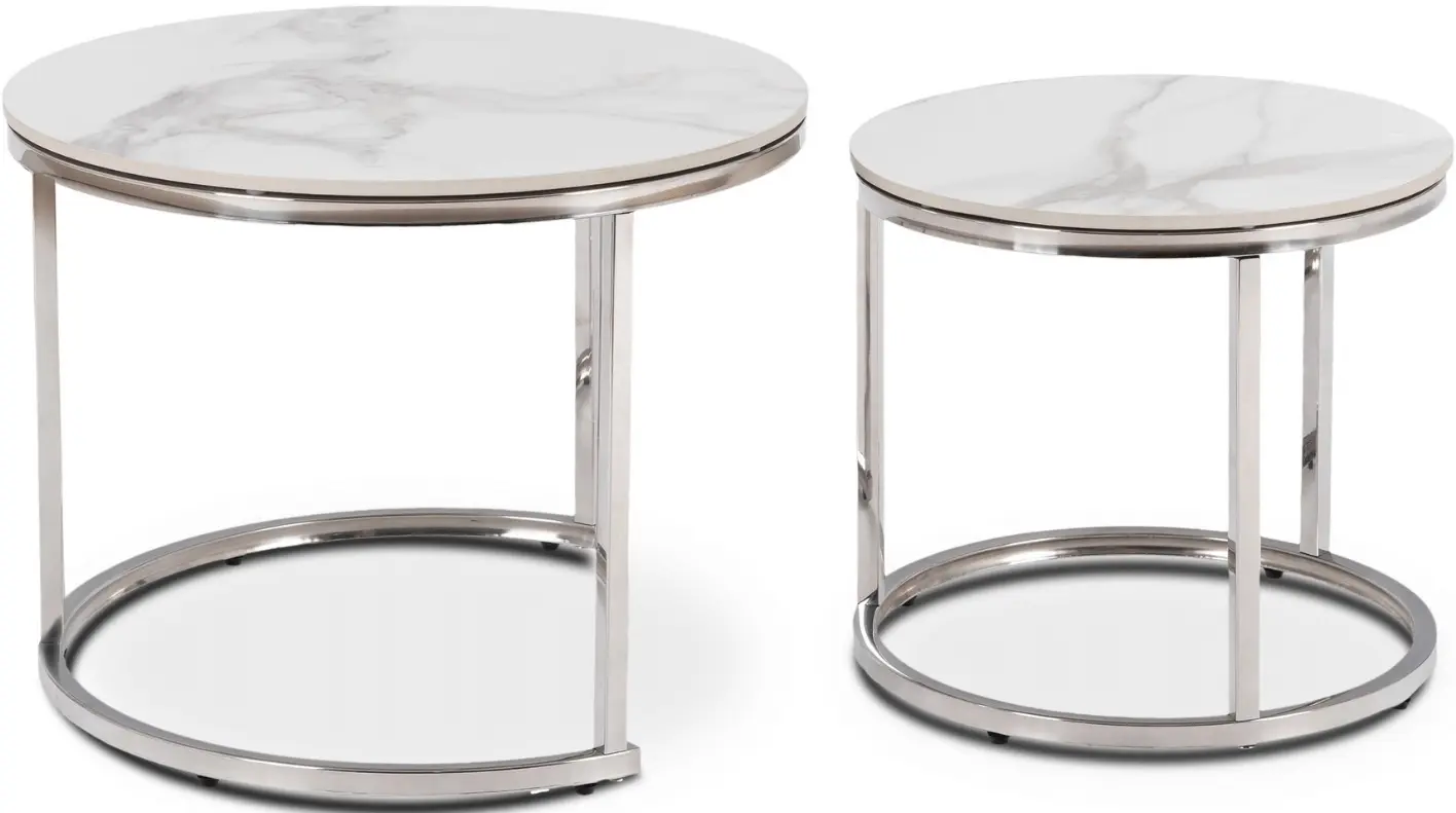Set masute pentru reviste Mebel Elite Amara (White Marble/Silver) - 2