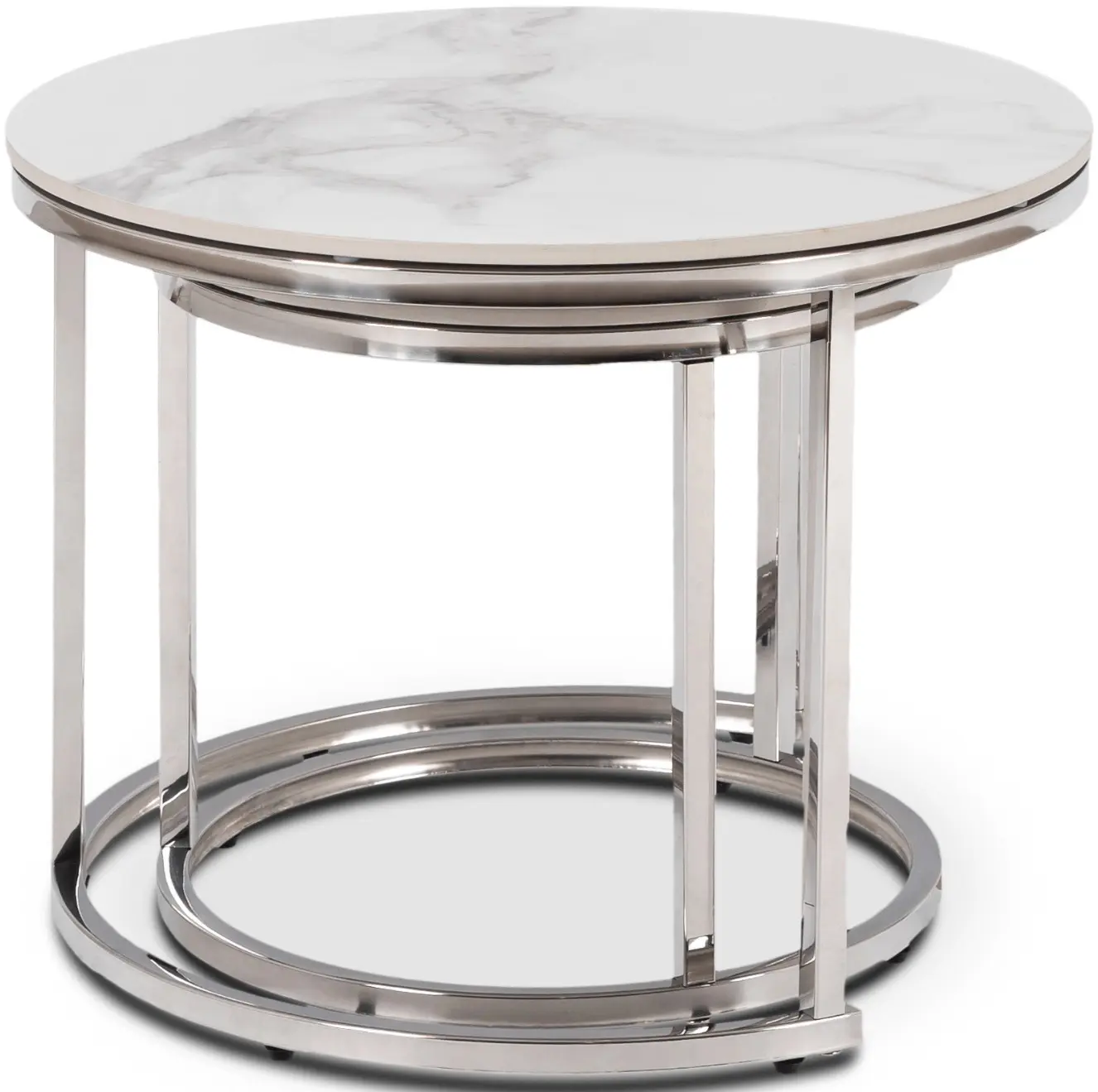 Set masute pentru reviste Mebel Elite Amara (White Marble/Silver) - 3
