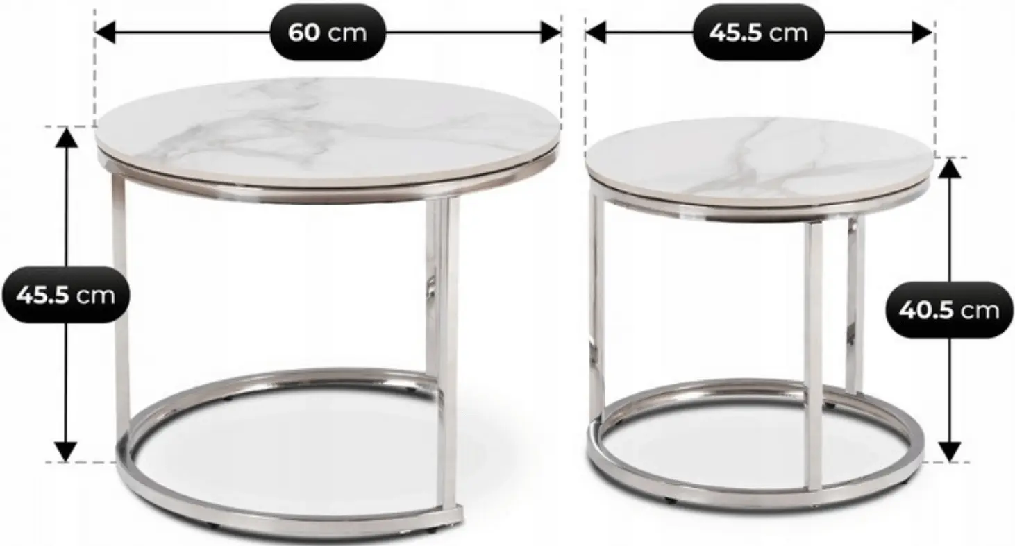 Set masute pentru reviste Mebel Elite Amara (White Marble/Silver) - 4