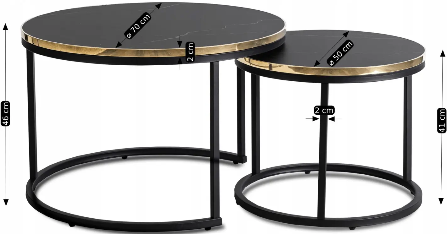 Set masute pentru reviste Mebel Elite Aron (Black Marble/Gold) - 6