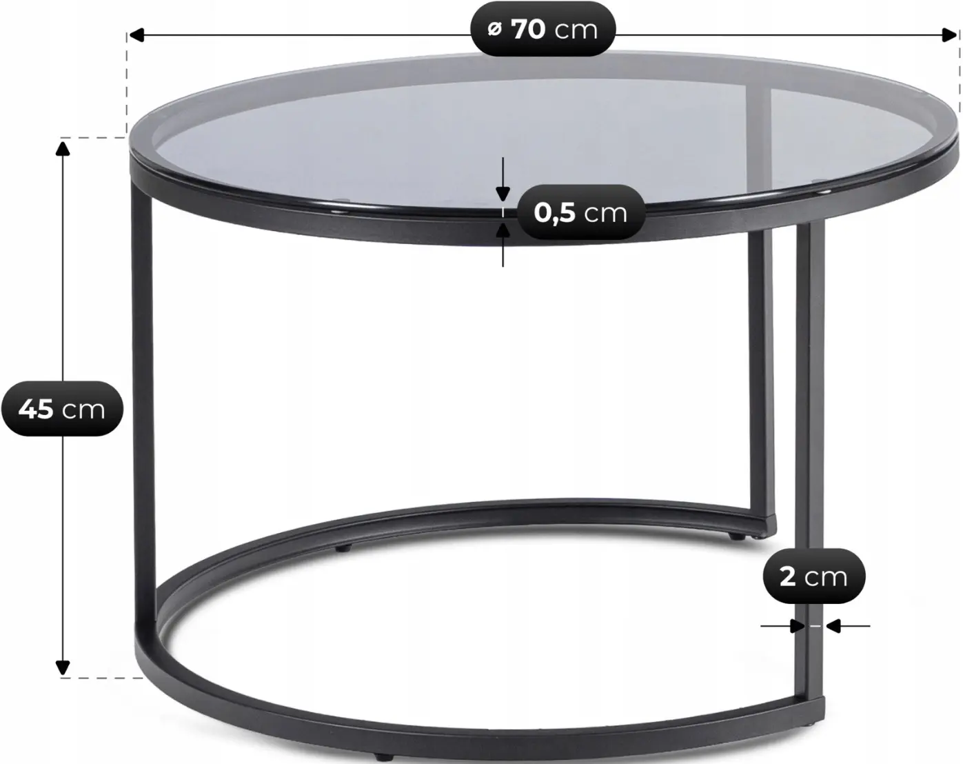Set masute pentru reviste Mebel Elite Carrera Max (Grey/Black) - 6