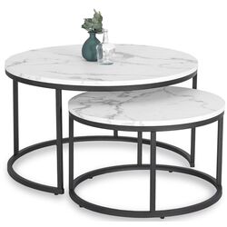 Набор журнальных столиков Mebel Elite Dafne Max (White Marble/Black) Thumb