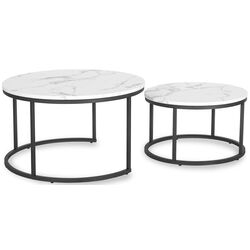 Набор журнальных столиков Mebel Elite Dafne Max (White Marble/Black) Thumb