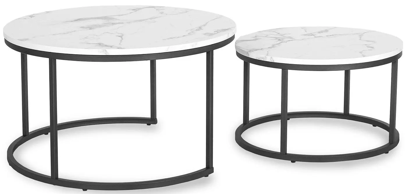 Набор журнальных столиков Mebel Elite Dafne Max (White Marble/Black)