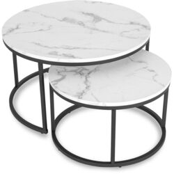 Набор журнальных столиков Mebel Elite Dafne Max (White Marble/Black) Thumb