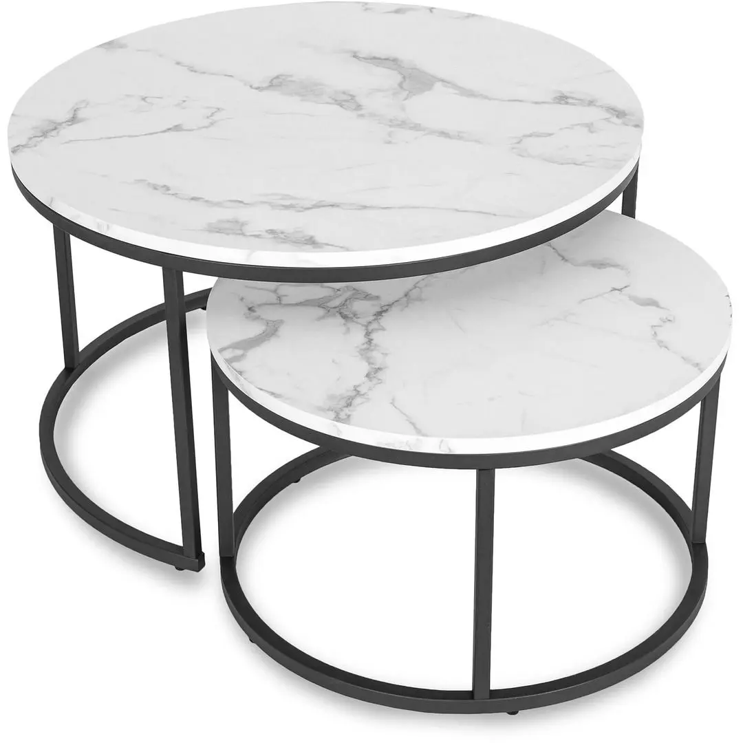 Набор журнальных столиков Mebel Elite Dafne Max (White Marble/Black)