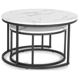 Набор журнальных столиков Mebel Elite Dafne Max (White Marble/Black) Thumb