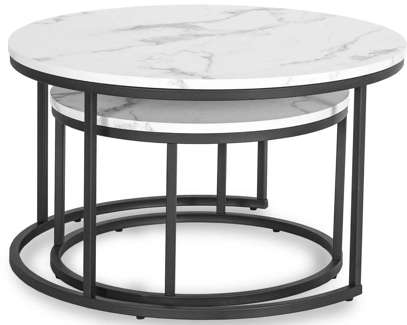 Набор журнальных столиков Mebel Elite Dafne Max (White Marble/Black)