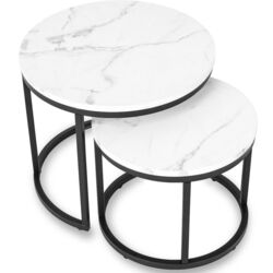 Набор журнальных столиков Mebel Elite Dafne (White Marble/Black) Thumb