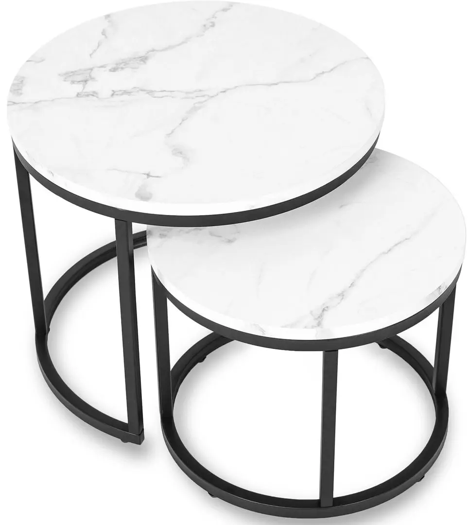 Набор журнальных столиков Mebel Elite Dafne (White Marble/Black) - 3