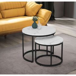 Set masute pentru reviste Mebel Elite Dafne (White Marble/Black)