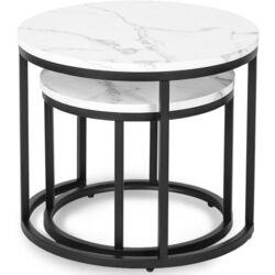 Набор журнальных столиков Mebel Elite Dafne (White Marble/Black) Thumb