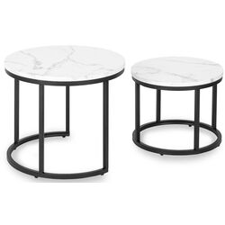 Набор журнальных столиков Mebel Elite Dafne (White Marble/Black) Thumb