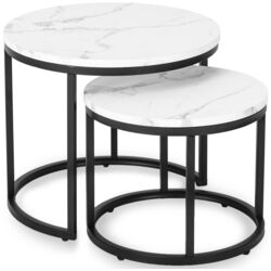 Набор журнальных столиков Mebel Elite Dafne (White Marble/Black) Thumb