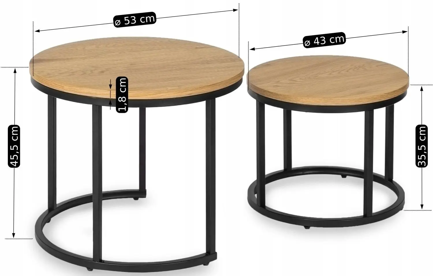 Набор журнальных столиков Mebel Elite Delia (Craft Oak Golden/Black)