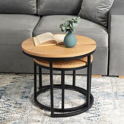 Набор журнальных столиков Mebel Elite Delia (Craft Oak Golden/Black) Thumb