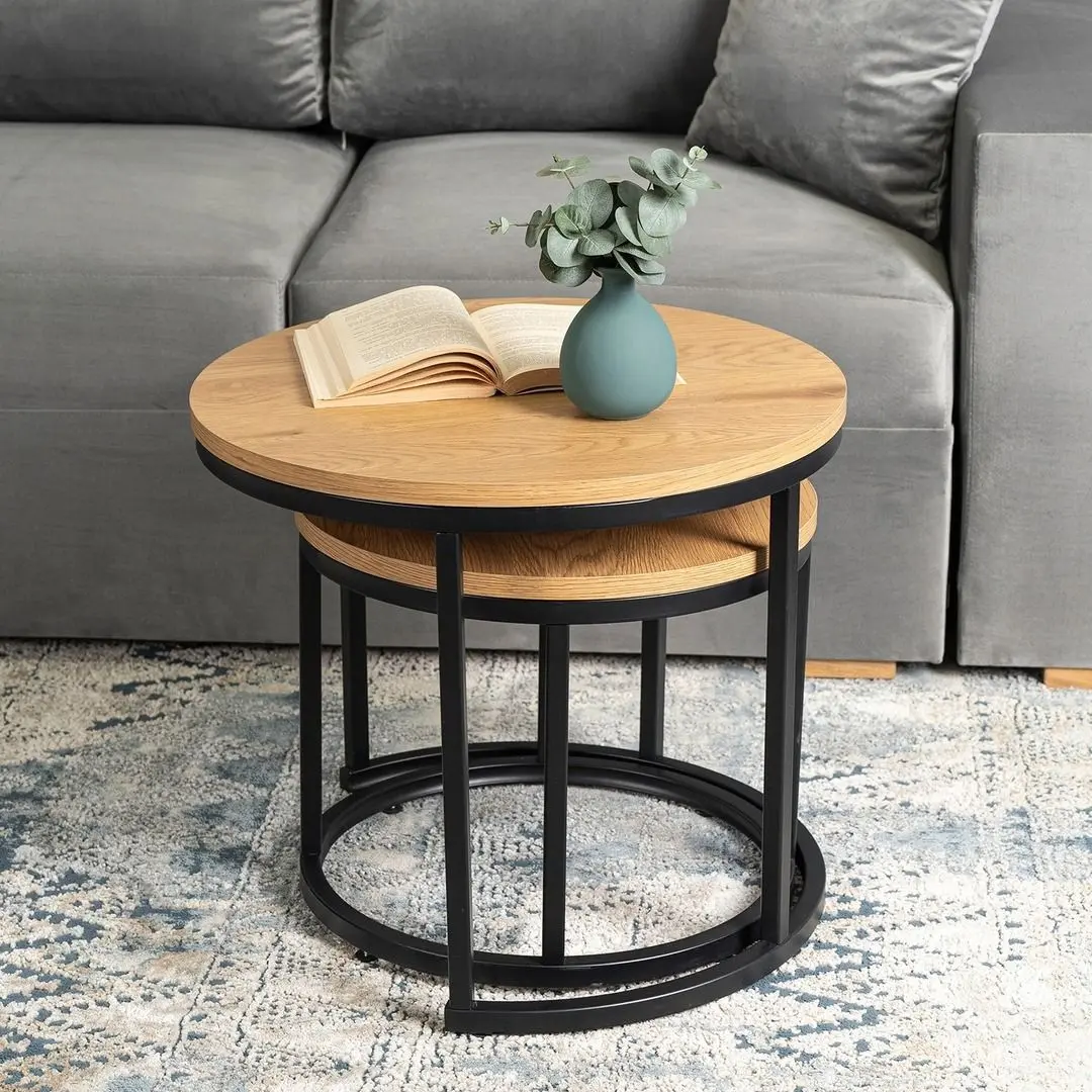 Набор журнальных столиков Mebel Elite Delia (Craft Oak Golden/Black)