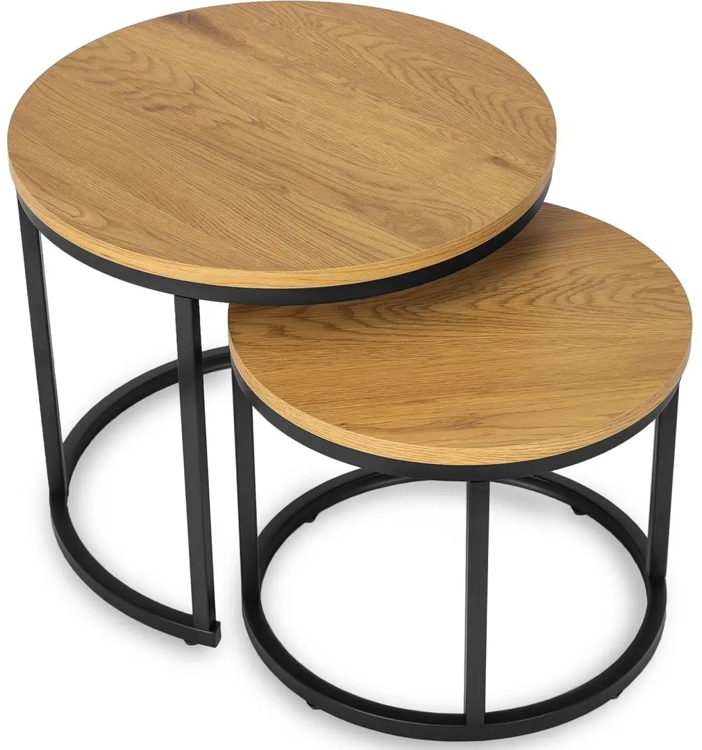 Набор журнальных столиков Mebel Elite Delia (Craft Oak Golden/Black)