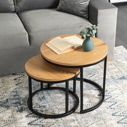 Набор журнальных столиков Mebel Elite Delia (Craft Oak Golden/Black)