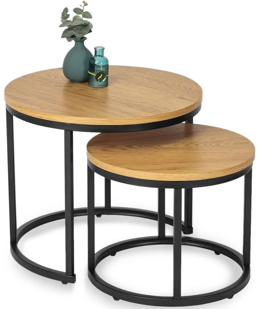 Набор журнальных столиков Mebel Elite Delia (Craft Oak Golden/Black)