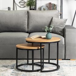 Набор журнальных столиков Mebel Elite Delia (Craft Oak Golden/Black) Thumb