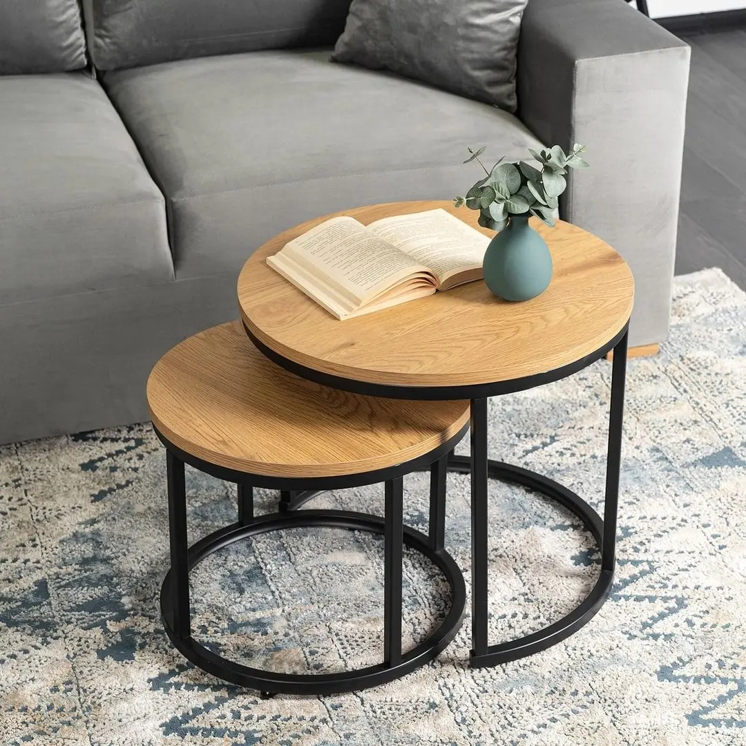 Набор журнальных столиков Mebel Elite Delia (Craft Oak Golden/Black)