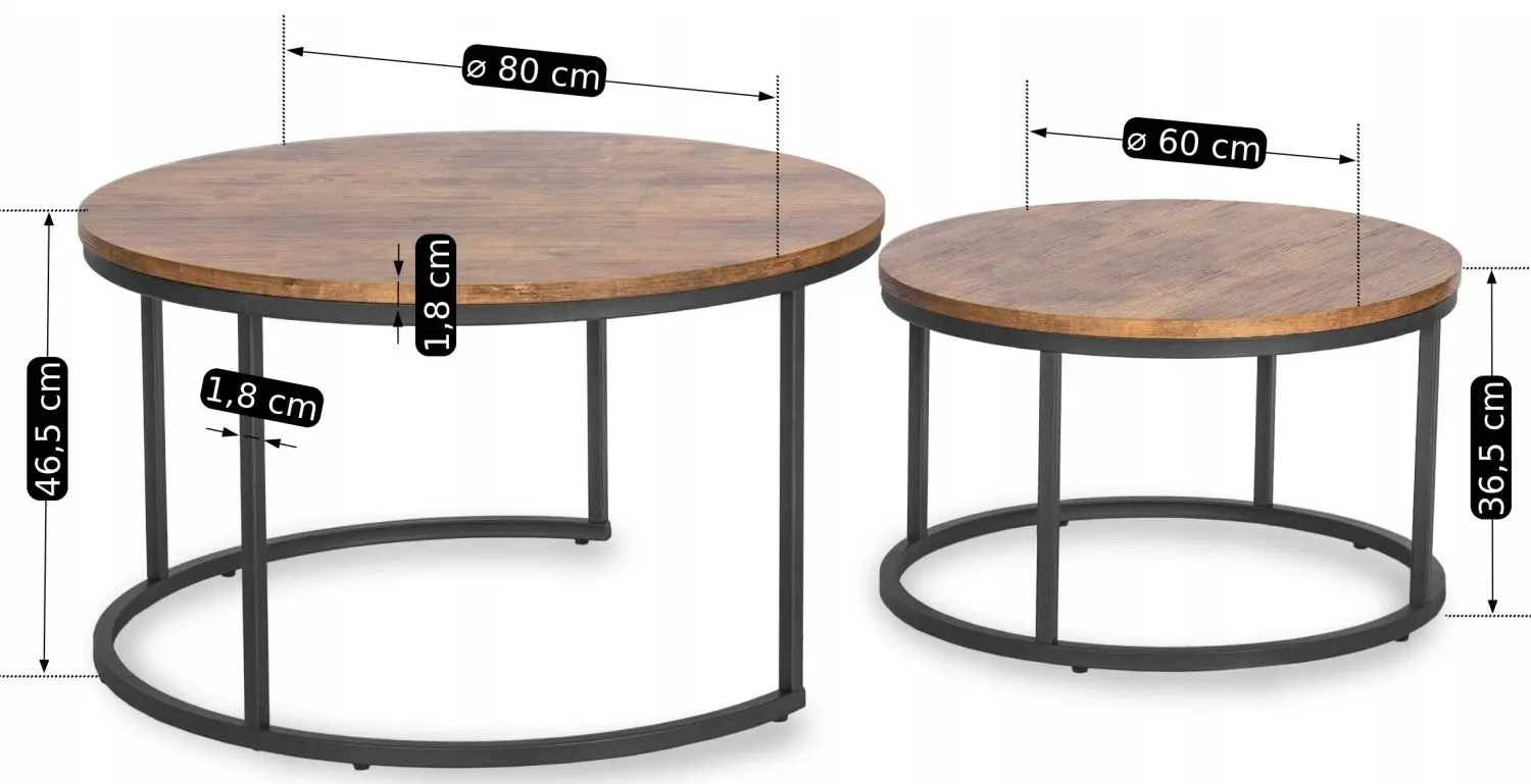 Set masute pentru reviste Mebel Elite Figo Max (Oak/Black) - 2