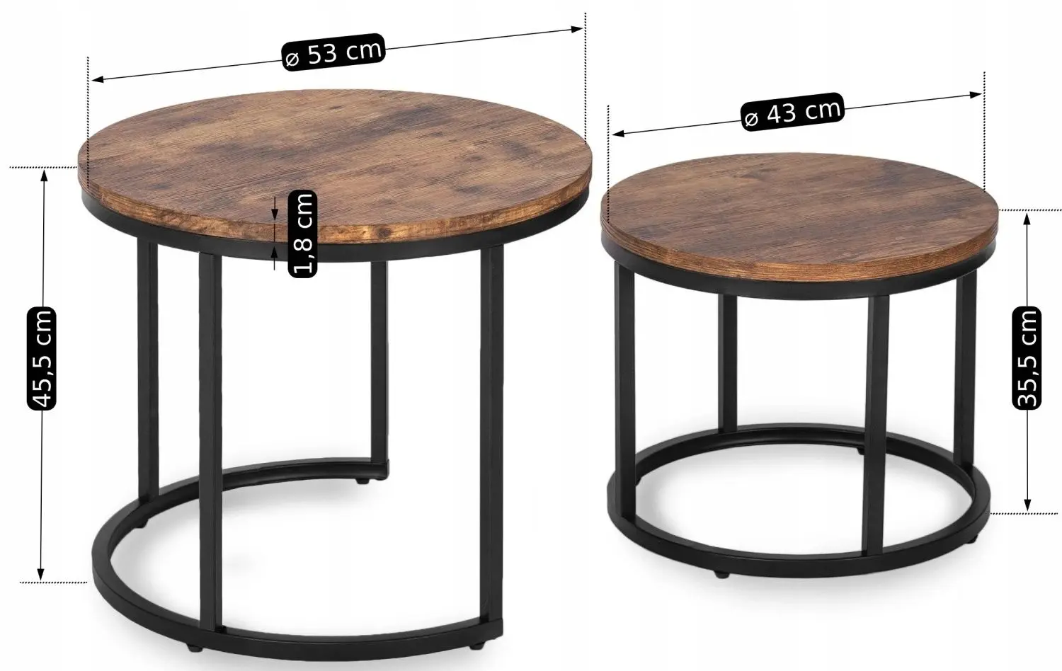 Set masute pentru reviste Mebel Elite Figo (Oak/Black) - 2