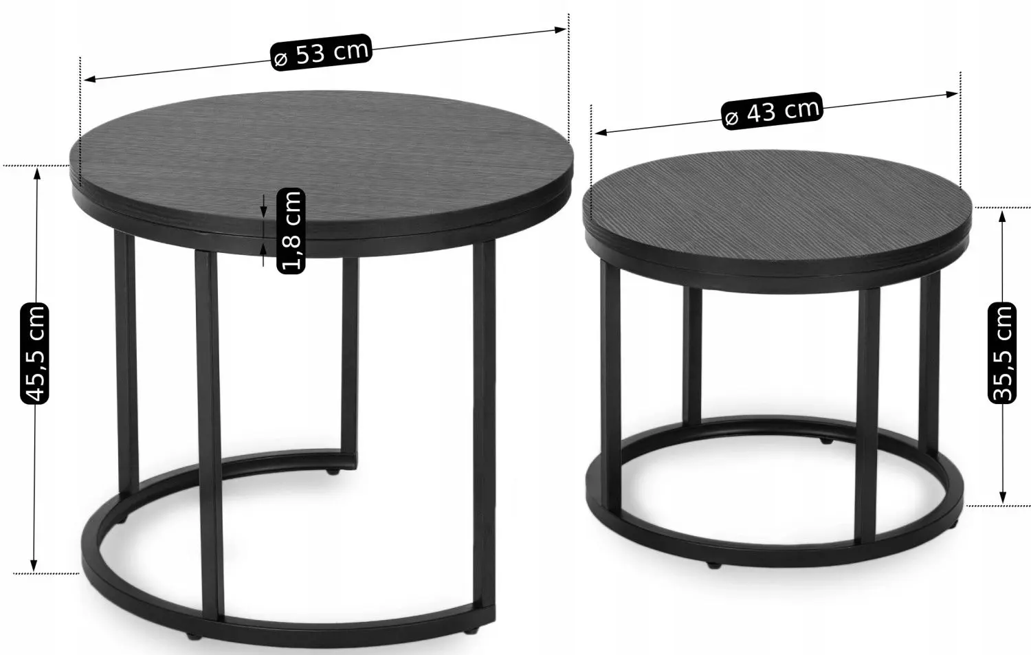 Set masute pentru reviste Mebel Elite Manu (Black)