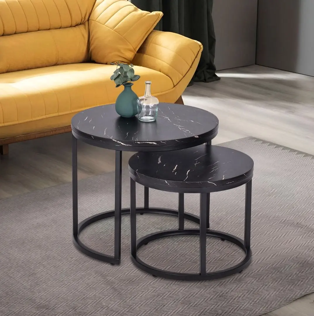 Set masute pentru reviste Mebel Elite Mauro (Black Marble/Black)