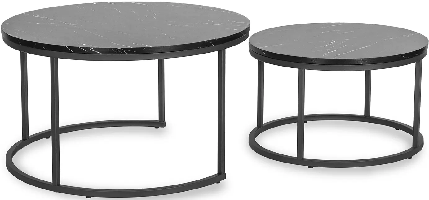 Set masute pentru reviste Mebel Elite Mauro Max (Black Marble/Black) - 2