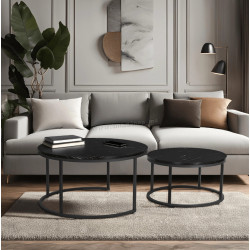 Set masute pentru reviste Mebel Elite Mauro Max (Black Marble/Black)
