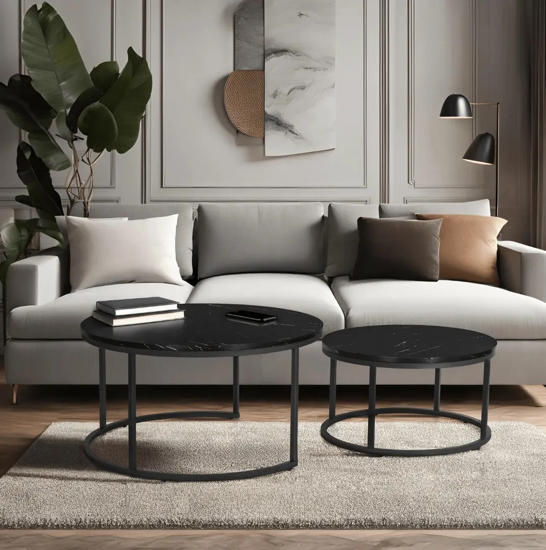 Set masute pentru reviste Mebel Elite Mauro Max (Black Marble/Black)